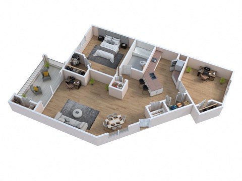 Floor plan for 2 beds, 1 bath, 880 sqft